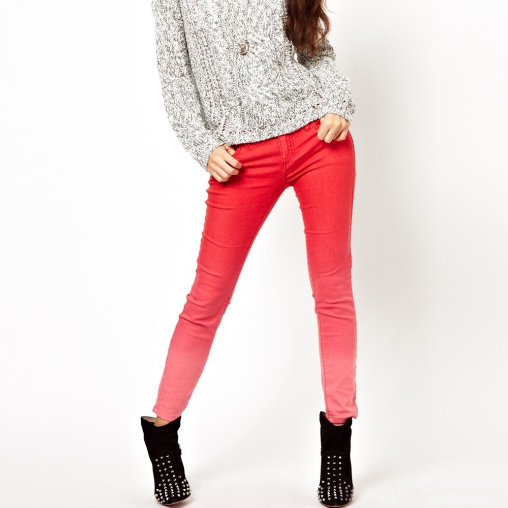 Free People Vibrant Red Jeans